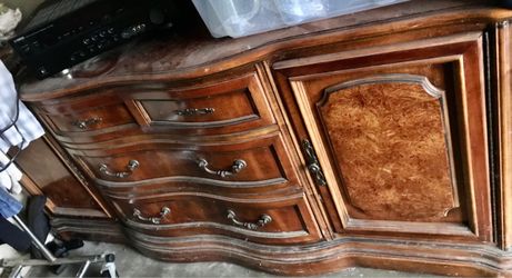 French Provincial Wood Dresser with Cabinet