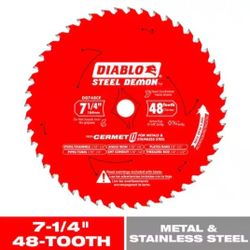 DIABLO 7-1/4 in x 48-Teeth Steel Demon Cermet II Saw Blade for Medium Metal (Model: D0748CFR)