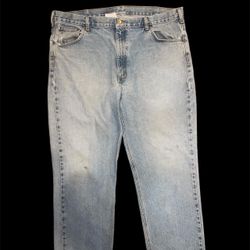 Carhartt Jeans Mens 42x32 Blue Denim Straight Leg Relaxed Fit Work Utility Pants