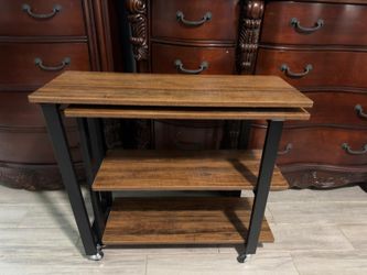 Industrial Rolling Printer Stand with Shelves