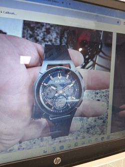 Bulova Chronograph Watch Black Rubber Strap