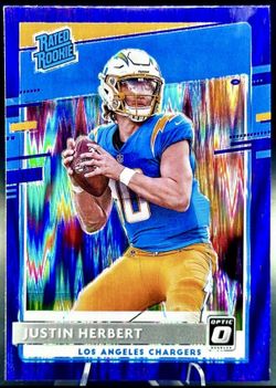 2020 Donruss Optic  Justin Herbert #153 Purple Shock Rated Rookie Chargers QB RC