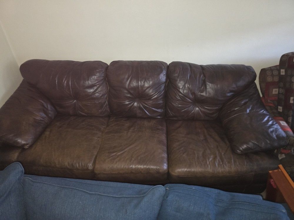 Brown Leather Sofa