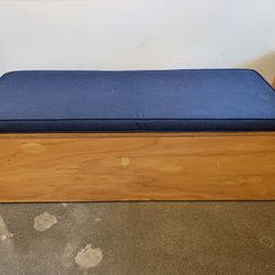 Custom Built Wooden Bench With Storage & Custom Made Cushion