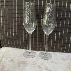 Anthropologie Pair of Slovakian Platinum Decorated champagne Glass