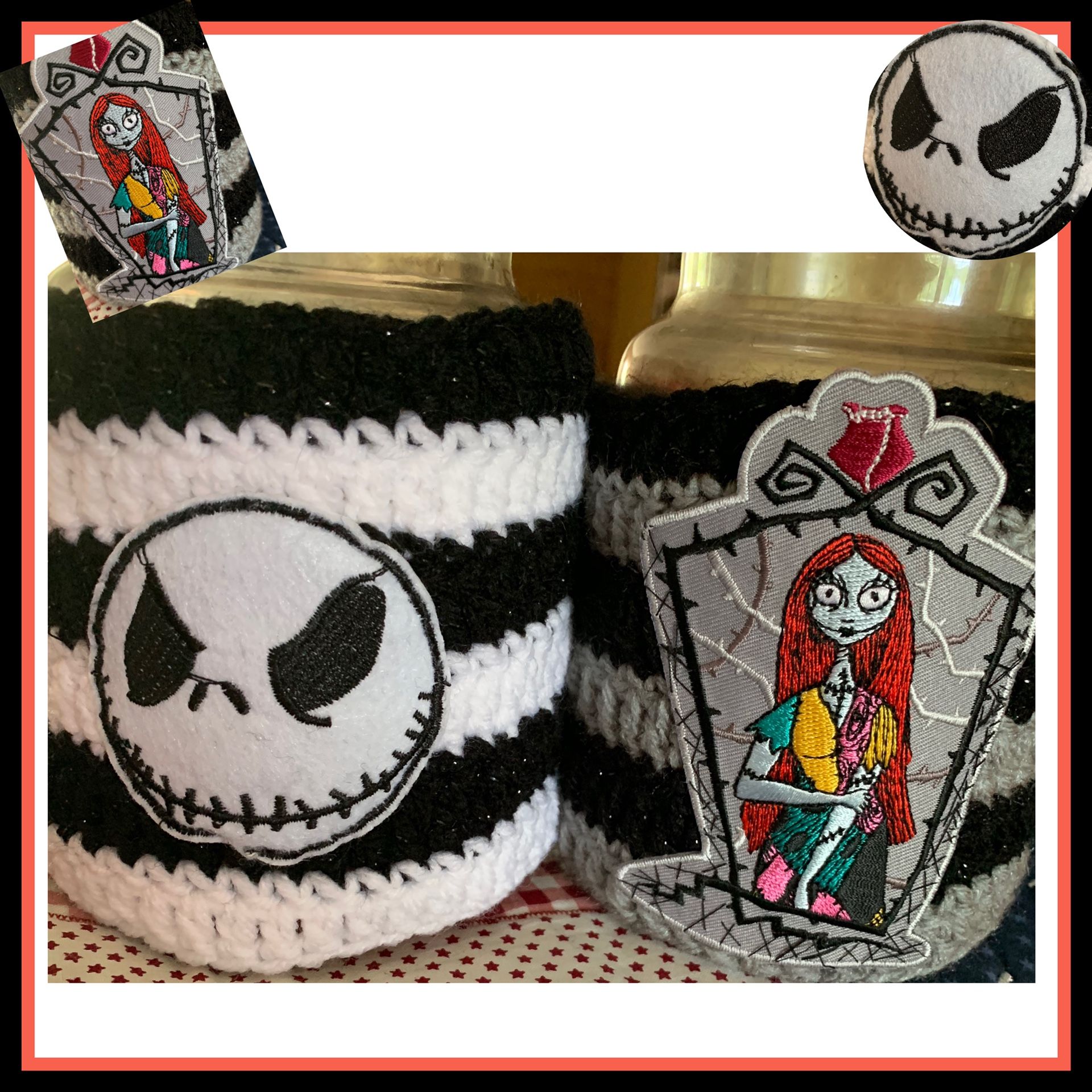 Jack and Sally Jar Candle Cover Set