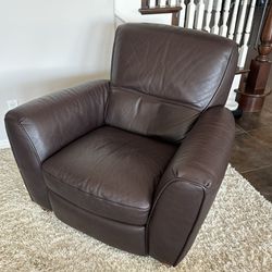 Manual Brown Leather Recliner Chair 