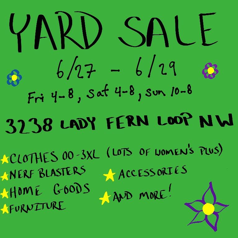 Yard Sale 6/28, 6/29