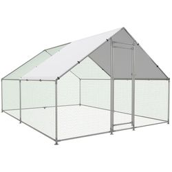 NIB 10ftx13ft Large Metal Chicken Coop Walk-in Poultry Cage with Water-Resident and Anti-UV Cover 
