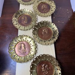 (6) Vintage Brass Butterfly Wall Frames With Composers