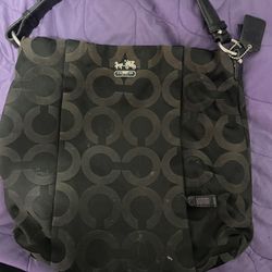 Coach black monogram shoulder bag