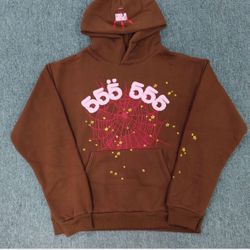 555 brown sp5der hoodie