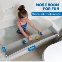 Tub Topper® Bathtub Splash Guard Play Shelf Area - Toy Tray Caddy Holder Storage - Suction Cups Attach to Bath Tub - No Mess Water Spill in Bathroom -