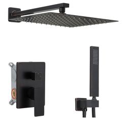 Oil Rubbed Bronze Shower System 16 Inch Bathroom Rain Mixer Shower Combo Set Wall Mounted Rainfall Shower Head and Handheld System Shower Faucet Set R