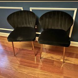 Beautiful Black And Gold Velvet Chairs 