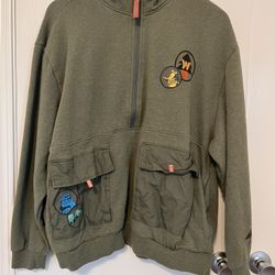 Disney Parks Pixar Up Wildernesses Explorer Half Zip Sweatshirt Green Size Large
