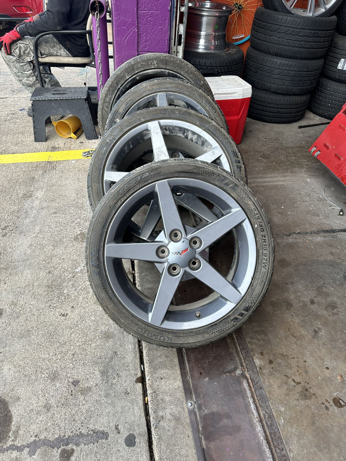 18s And 19s Staggered Corvette Rims With Good Tires 90%