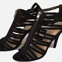 Nine West Black Gladiator Sandals Front Zipper High Heels Suid Pumps Size 10