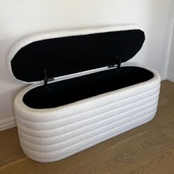 Modern Cream Storage Ottoman