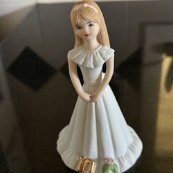 Vintage Enesco age 10 blonde porcelain figurine from the growing up girls collection