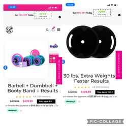 Barbell+dumbbell +30 Lbs Extra Weights 
