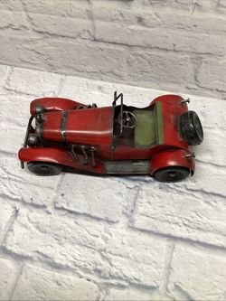 Metal Antique Look Vintage Car Model Home Décor Handmade Handcrafted Red