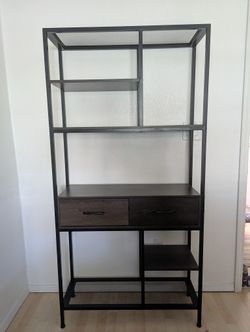 Sturdy, Tall Metal and Wood Bookshelf 