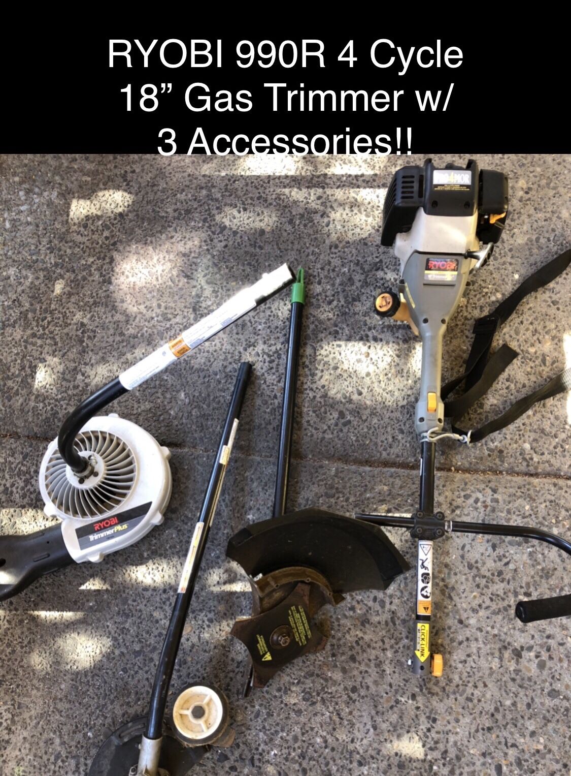 RYOBI 18" 4 Cycle Gas Trimmer Plus w/ Blower, Edger and Brush Cutter