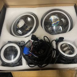 Set Of Headlights And Fog Lights Led With RGB Halos 