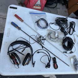 18 Inch Phillips Screw Driver And Misc Cable And Headphones 