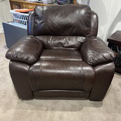 Brown Italian Leather Recliner Chair