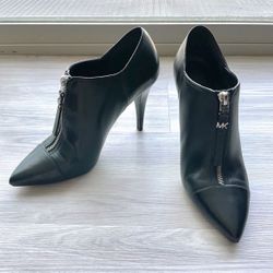 Michael Kors Zip Bootie Stiletto Zip Black Leather 7.5 M