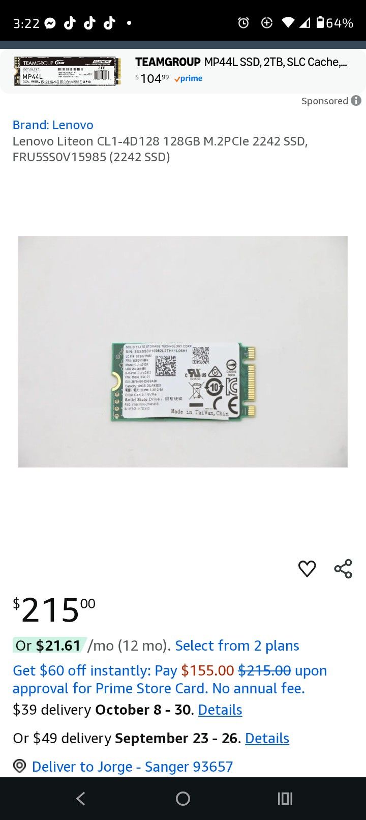 128 Gb Storage Unit For Lenovo