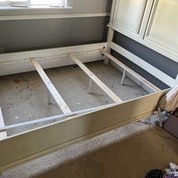 Full-Size Bedframe, Antique White With Matching Mare
