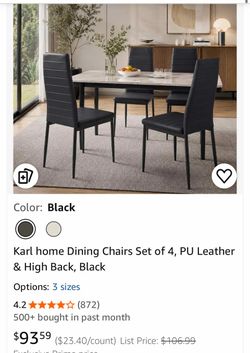 Dining black leather chairs