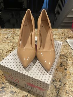Faux Patent Leather Tan Heels 