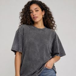 Grey Unisex Oversized Acid Wash T-Shirt, 100% Cotton