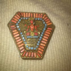 Tibetan Filigree Jewelry Box, Coral n Turquoise  3"×3" 