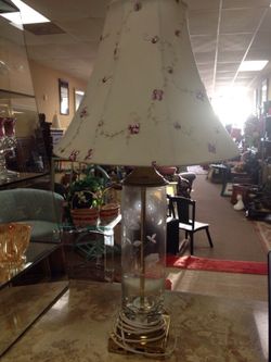Vintage Etched Table Lamp with Shade