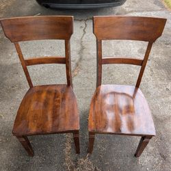 Solid Wood Dining Room Chairs, Set Of Two - Asking 60 OBO