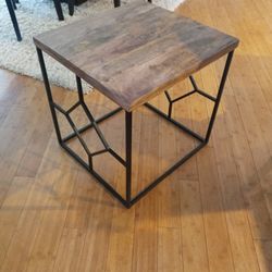 Wood and Metal End Table