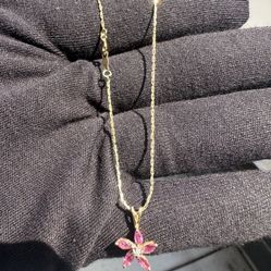 Gold Necklace Diamond Flower