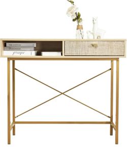 Console Table with Drawers, Linen Accent Sofa Table Entryway Table with Storage Shelf for Entryway, Hallway, Living Room