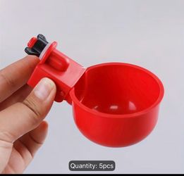5pcs Automatic Poultry Drinker, Red Plastic Chicken Drinking System - Duck, Goose, Turkey, Rabbit No Electric Self Filling Drinker Set