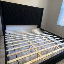 Brand New Fabric Bed Frame With Tufted Headboard 