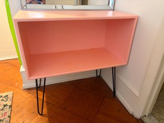 Pink Open Shelf Unit with Hairpin Legs