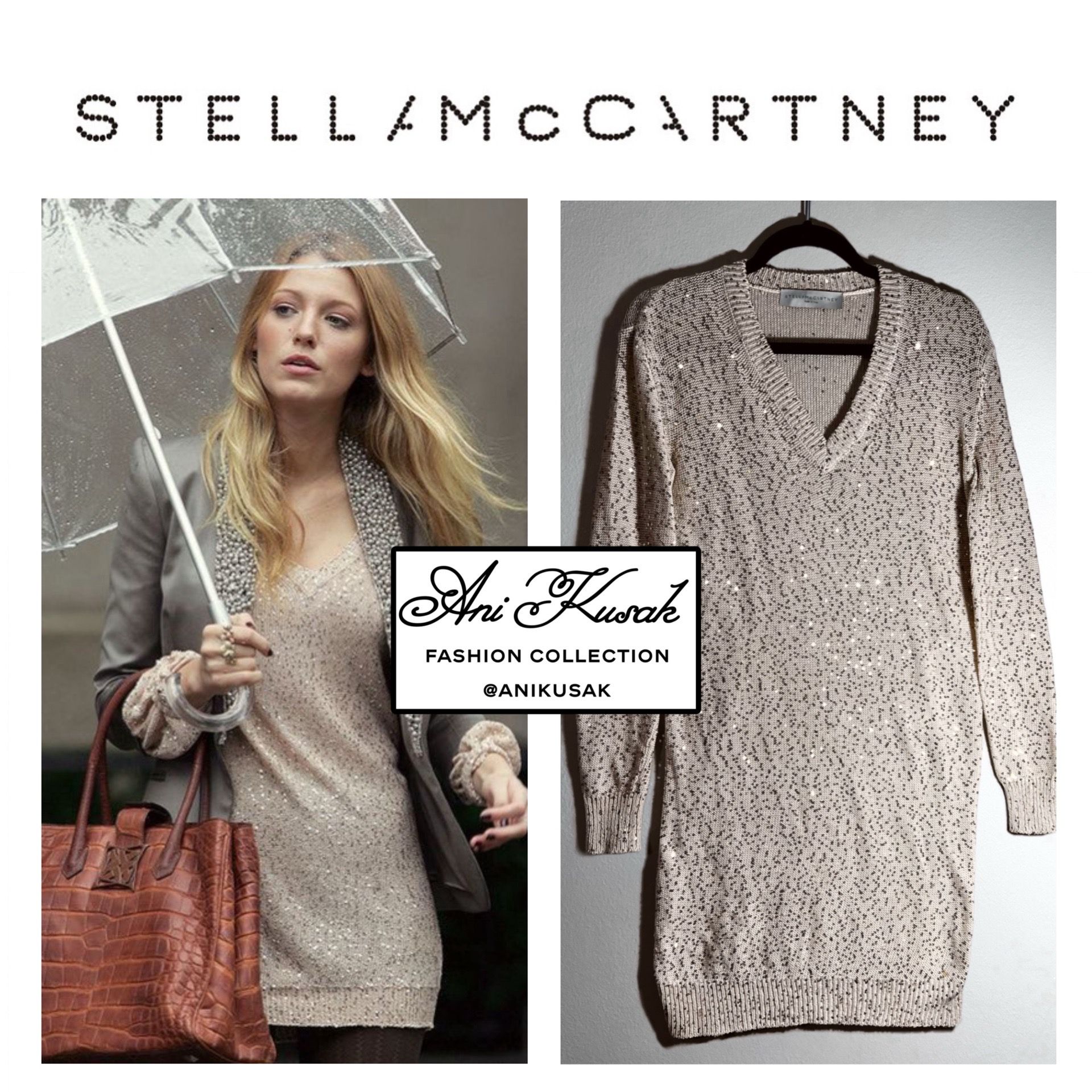 Stella McCartney Sequin Sweater Dress ASO Serena Van Der Woodsen
