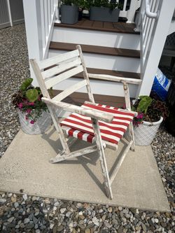 Antique Vintage Wood Beach Chair 