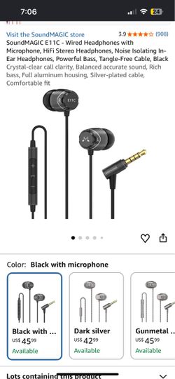 SoundMAGIC E11C Wired In-Ear Headphones Black