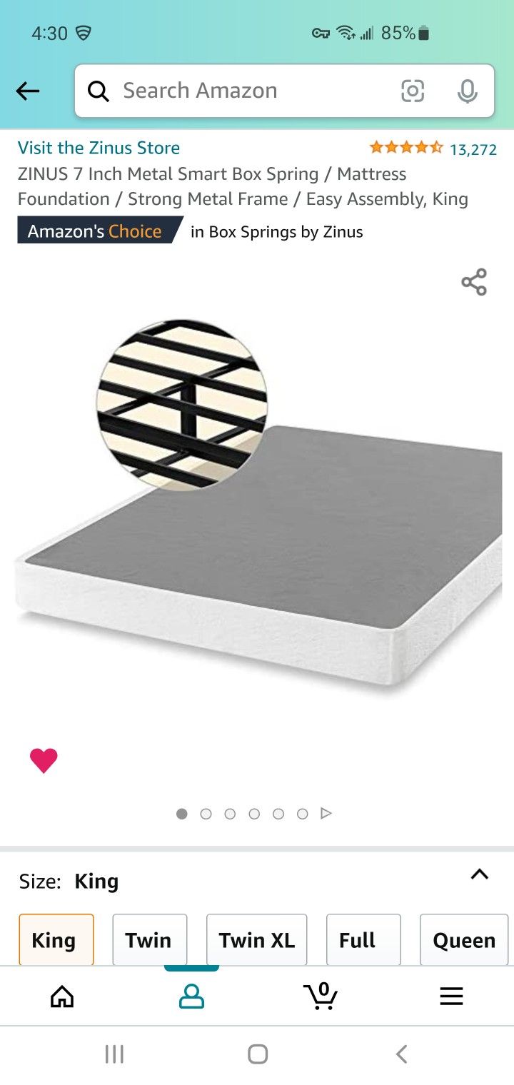 King Size Mattress and Metal Smart Box Spring. Used Good Shape. for